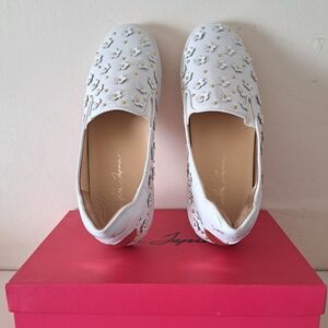 New Isa Tapia White/gold leather sneakers size 40